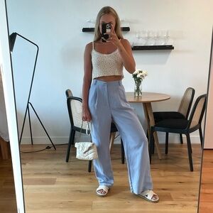 Zara Light Blue Wide-Leg Trousers